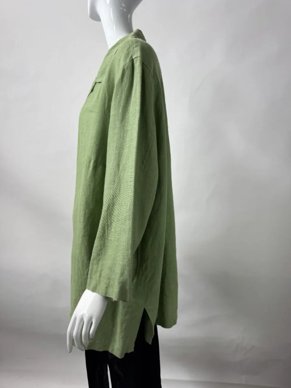 Harvé Benard Womens Plus Size 22W Green 100% Linen Button-Down Shirt Made In Ukr - Picture 6 of 16